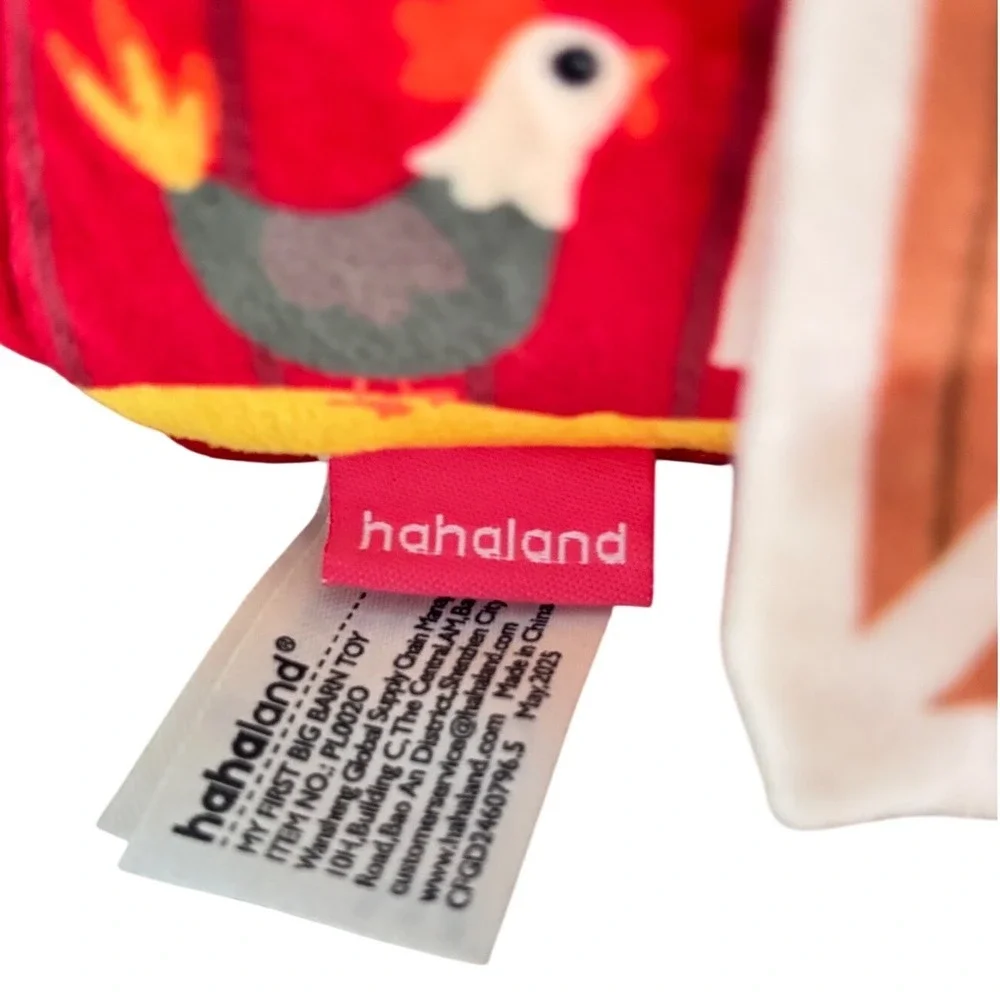 hahaland My First Big Barn Toy Plush Farm Animals Sensory Montessori Baby Set